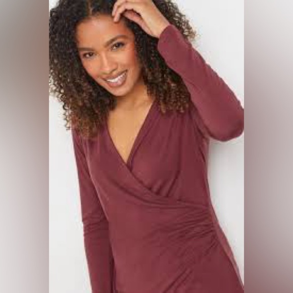 Nine West Burgundy Wrap Draped Top